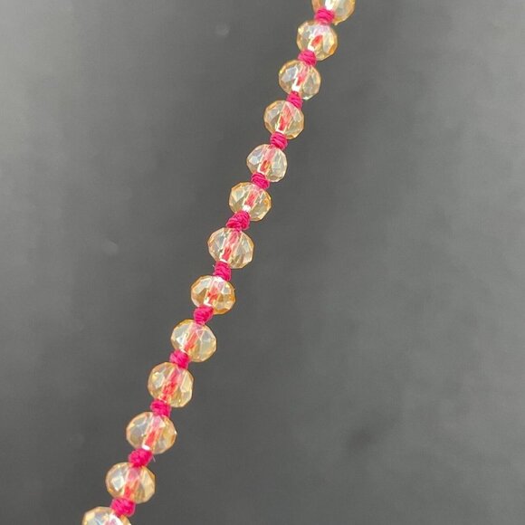 Chloe Isabel Faceted Glass Beaded Necklace Knotted Pink Tassel 16 to 19.5 - Picture 2 of 4
